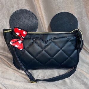 Disney Black Quilted Bag with Gold Accents